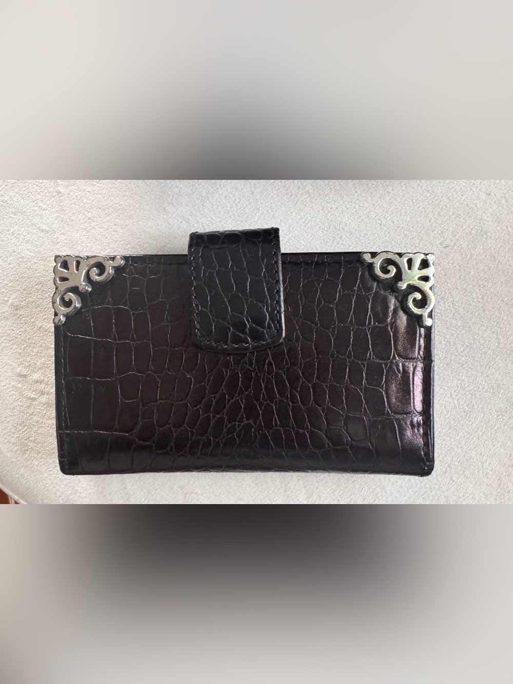 Brighton Black Croc-Embossed Women's Wallet